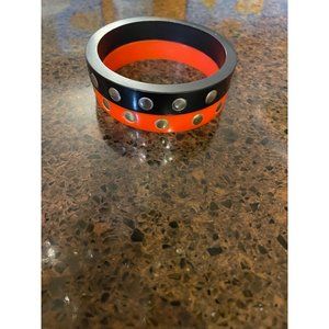Vintage 70’s Black And Orange Bangles Bracelets